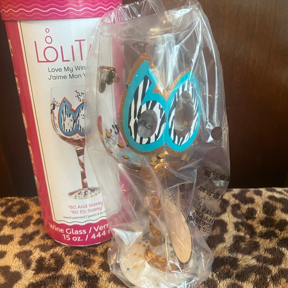NWT Lolita 60 and Sassy 15 oz Hand Painted Wine Glass